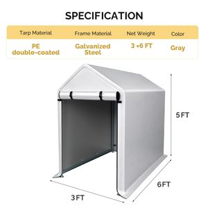 Tenda per Biciclette in Metallo Resistente 3x6 FT, Capanno da Giardino e Deposito Esterno per Auto - Product Image 3