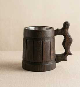 Hand Carved Wooden <b>Mug</b> Engraved <b>Tree</b> Design Polished Brown Handle Cup for Gift and Home Decor Use Reusable Drinkware - Product Image 6