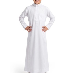 Túnica islámica para niños, caftán musulmán de manga larga, color sólido, cuello alto, modesto, para niños, Dubái, Arabia Saudita, Jubbah infantil, Thobe infantil - Product Image 2