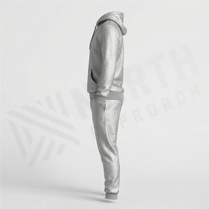 Ensemble de survêtement gris à capuche pour homme, manches longues, couleur unie, vêtements de sport décontractés, ensemble de jogging en coton respirant, tenue d'automne - Product Image 3