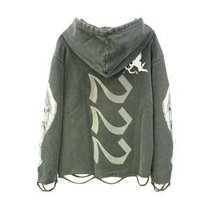 Sweat à capuche personnalisé de luxe en strass pour homme, style streetwear, 500 g/m², 100 % coton, épais, avec strass, sur mesure - Product Image 2