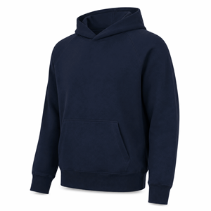 Sudadera con Capucha Premium Azul Marino, Cuello Redondo, Sin Cordones, Corte Regular, Unisex, Algodón y Felpa, Estilo Urbano, con Bolsillos, para Invierno - Product Image 3