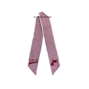 Red White Gingham Plaid Handmade Cotton <b>Ribbon</b> <b>Bow</b> Applique Soote Wild Boar Scalloped Edge Door Wreath Decor - Product Image 4