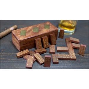 Juego de Dominó de Madera de Lujo Hecho a Mano con Caja de Almacenamiento con Incrustaciones de Latón, Juego de Mesa Antiguo Personalizado OEM para Adultos, Regalo - Product Image 2