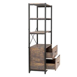 "Retro Industrial <b>Wood</b> <b>Bookcase</b> for Storage & Display" - Product Image 5