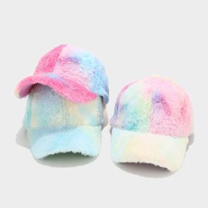 Gorro de Béisbol de Pelo Sintético con Estampado Tie Dye Ombre, a la Moda para Mujer, Novedad de Invierno - Product Image 4