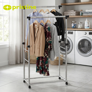 Modern Freestanding Coat Rack With Double Rods Portable Clothes Hanger <b>Stand</b> For <b>Laundry</b> Room Home Furniture - Product Image 3