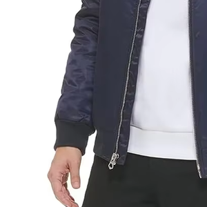 Chaqueta Bomber de Manga Larga al por Mayor para Hombre, Tallas Grandes, Logotipo Personalizado, Colores Sólidos, Chaqueta de Invierno con Cuello Alto - Product Image 3