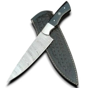 Cuchillo de Chef de Acero de Damasco Hecho a Mano, Hoja de 7 Pulgadas con Espiga Completa, Mango Ergonómico y Funda, Cuchillo Profesional para Cocina, Venta al por Mayor OEM/ODM - Product Image 1