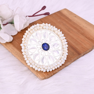 แหวนปรับขนาดได้ลายดอกไม้ประดับพลอยสีน้ำเงินและมุกสไตล์โบโฮ - Product Image 3