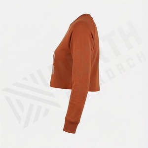 Camisetas Cortas de Manga Larga Personalizadas de Algodón con Cuello Redondo y Logotipo para Mujer, Ropa Deportiva Transpirable, Color Personalizado - Product Image 3