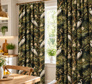 Cortinas Clásicas para Patio Exterior con Estampado Floral de Garzas, Alto Nivel de Sombreado, 100% Poliéster, con Bolsillo para Varilla y Ojales - Product Image 3