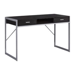 Scrivania Moderna Contemporanea da 48 Pollici per Ufficio e Casa con Cassetti Portaoggetti, Laminato Marrone e Metallo Grigio - Product Image 2