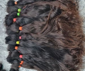 Extensiones de cabello humano virgen negro de alta calidad Cabello de grado de templo indio crudo dibujado solo Remy ondulado natural - Product Image 3