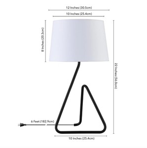 Modern Black Metal Contemporary Simple <b>Table</b> Lamp Fabric Shade Geometric Base Decorative <b>Bedside</b> Lamp Hotel Home Decor Lighting - Product Image 4