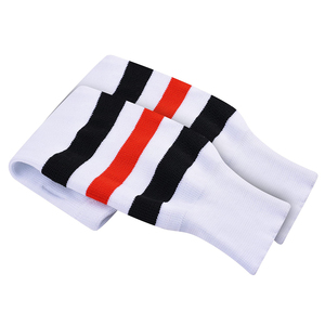 OEM Service Knitted Striped Leg Warmers Black <b>White</b> Orange Color Block Field Hockey <b>Socks</b> For Unisex - Product Image 3