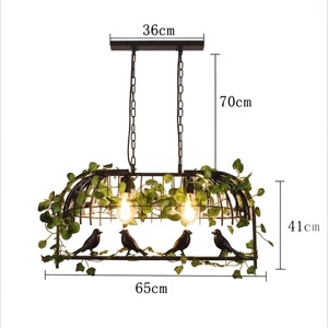 Modernist Rustic Metal <b>Arch</b> Pendant Light With Birds And Leaves <b>Decor</b> For Ceiling Lighting Fixtures - Product Image 3