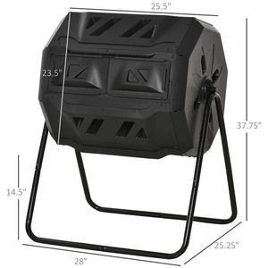 162L Black Outdoor Tumbling Drum Compound Fertilizer Compost Aerator - Product Image 2