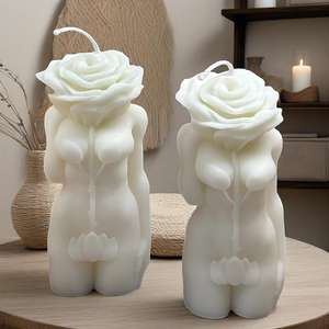 Moule en silicone pour bougie en gypse, décoration de bougie aromathérapeutique à la rose humaine - Product Image 3