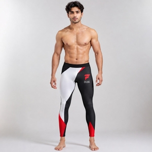 Leggings athlétiques pour hommes avec tissu anti-humidité, coupe confortable et mouvements libres pour les séances d'entraînement intenses - Product Image 1