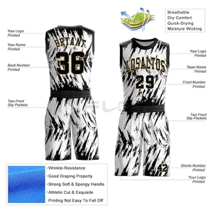 Conjunto de Camiseta de Baloncesto de Manga Corta Transpirable para Invierno OEM, Nombre del Equipo Personalizado, Impresión Digital, 100% Poliéster, Unisex - Product Image 6
