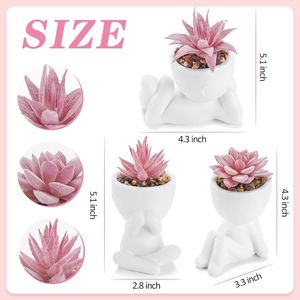 3pcs Pink Artificial Succulents for Women Office <b>Desk</b> Decor & Accessories - Product Image 4