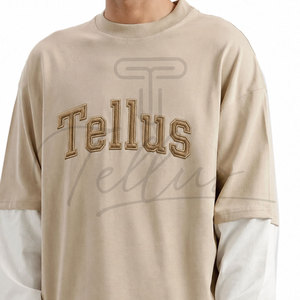 <b>Top</b> Selling Custom Men's Sporty Front Logo Quick Dry Breathable Cotton Blend Double <b>Layer</b> Long Sleeve Tee Shirts OEM - Product Image 4
