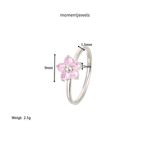 Bague de mariage vintage en acier inoxydable plaqué or avec zircon et fleurs pour femme - Product Image 5