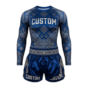 Conjunto de Shorts de Muay Thai de Satén Premium y Rashguard de Compresión, Diseño Personalizado, Uniforme de Entrenamiento de Kickboxing y Boxeo, Venta al Por Mayor OEM - Product Image 3