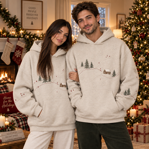 Vente en gros de sweats à capuche de Noël originaux, imprimés numériquement sur toute la surface, en polyester, personnalisables pour couples et familles, directement de l'usine, faible MOQ, festifs - Product Image 4