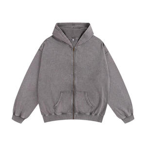 Men <b>Zip</b> Up Acid Wash Hoodie Full <b>Zip</b> <b>Hooded</b> Sweatshirt Vintage Style Casual Streetwear Relaxed Fit Daily Wea - Product Image 6