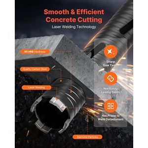 Punta da trapano diamantata a secco da 2 pollici di diametro, profondità di foratura 9-1/2 pollici, filettatura interna 5/8-11, per muratura e cemento - Product Image 6