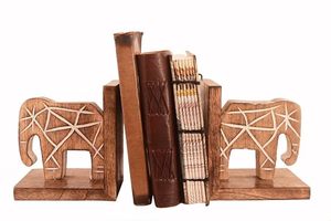 Sujetalibros de Madera Hechos a Mano con Forma de Elefante, Decorativos, de Madera Maciza, para el Hogar, Oficina, Biblioteca, Decoración de Estanterías - Product Image 3