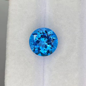 พลอยบลูโทแพซธรรมชาติจากสวิสเซอร์แลนด์ รูปทรงกลมเจียระไนแบบเหลี่ยม ขนาด 5 มม. ถึง 10 มม. สำหรับทำเครื่องประดับ - Product Image 1