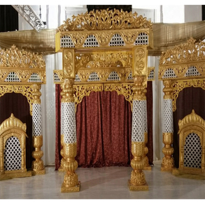 Escenario Decorado con Fibra Dorada para Bodas, Escenarios para Bodas Indias, Escenarios para Recepciones de Bodas, California, EE. UU. - Product Image 1