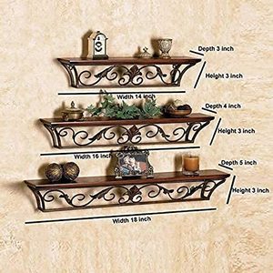 Estante de Pared de Diseño Moderno y Antiguo de Madera y Hierro Forjado para Decoración del Hogar - Product Image 6