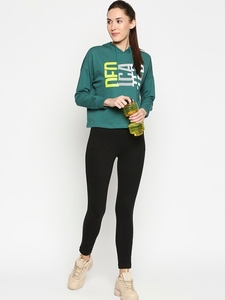 Sudadera con Capucha Verde para Mujer, con Estampado de Letras, Corte Casual, 100% Algodón Tejido, Transpirable, para Otoño - Product Image 4