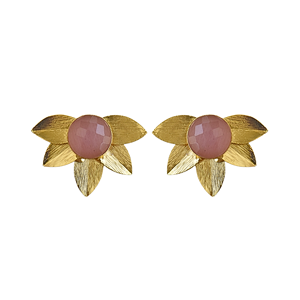 Pink Floral Studs in Brass Fashion <b>Earrings</b> Jewelry Suppliers Gold plated Custom <b>Earring</b> - Product Image 1