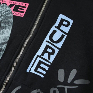 Sweat à capuche unisexe coupe classique en coton 100% tricoté, délavé à l'acide, infroissable, avec double poche, imprimé en relief, style streetwear, pour l'hiver - Product Image 3