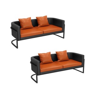 Canapé deux places en tissu, design minimaliste moderne, avec accoudoirs arrondis et structure en métal, pour salon, villa, appartement - Product Image 1