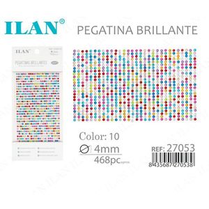 Adesivi con Strass Lucidi Ilan 4mm Multicolore Circa 468 Pezzi - Product Image 3