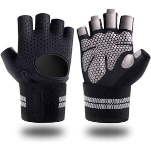 Guantes de gimnasio de cuero transpirables ligeros Guantes deportivos de entrenamiento con espalda abierta curvada para ejercicio y levantamiento de pesas - Product Image 1
