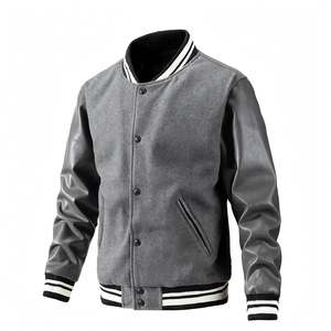 Veste universitaire en molleton personnalisée pour homme, manches en cuir, boutons-pression, style Letterman, uniforme d'hiver épais, type bomber - Product Image 1