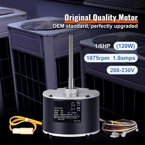 Motor de Ventilador de Condensador OGD1016, 1/6 HP, 208-230V, 1075 RPM, Piezas para Sistemas HVAC, Reemplazo Estándar OEM, Motor de Condensador de Alto Rendimiento - Product Image 1