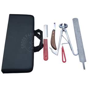 Kit d'outils de fermeur avec coupe-ongles pour poulets de ferme, couteau à ongles à lame en D pour le soin des ongles, couteau à ongles à poignée rouge, râpe et cure-ongles - Product Image 1