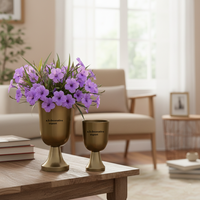 Vases en métal finition laiton de qualité supérieure, ensemble de 2 pièces, récipients à fleurs en forme de calice, pour mariage, fête, événements écologiques modernes, hôtels, intérieur