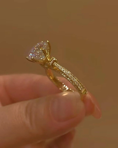 แหวนหมั้นเพชรทรงกลมทองคำ 14K สไตล์คลาสสิก วงแหวนชุบทองคำ 14K - Product Image 3