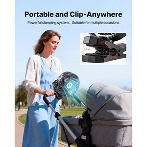 Ventilador Portátil y Recargable con Clip y Luz, Puerto USB, 3 Velocidades, Modo de Circulación, Flujo de Aire Potente y Soporte Resistente - Product Image 5