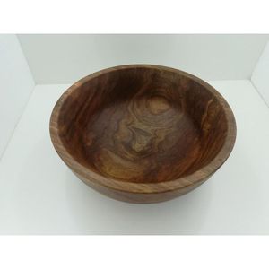 Multifunctional Natural Acacia Wooden Serving Bowl European Handmade Eco-Friendly Durable Kitchenware Dinnerware Bowl - Product Image 4