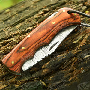 Cuchillo Plegable de Cobre Damasco Hecho a Mano con Mango de Madera de Palisandro, Cuchillo de Bolsillo para Camping, Personalizado para OEM - Product Image 6